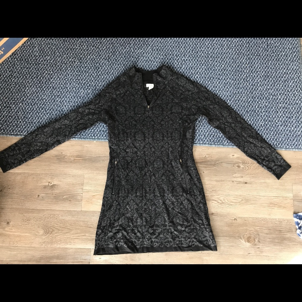 Long, black patterned sweater